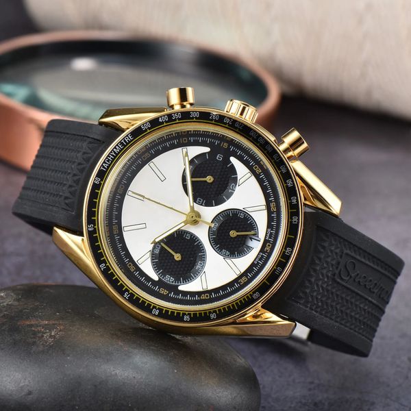 

omeg men's watch 2023 new men's watch full scale working quartz watch luxury brand timepiece rubber ban a3, Slivery;golden