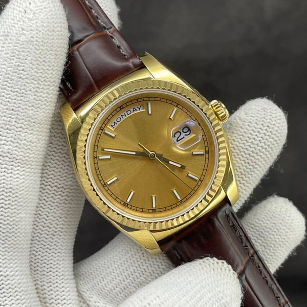 

n factory designer v11 watch gold case dial uxury watches eta model mens womens 36mm 904l automatic watches dive watch with box and papers, Slivery;brown