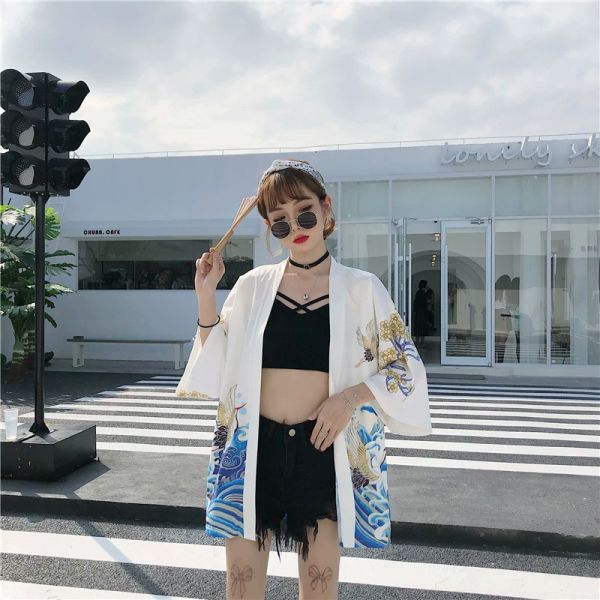

balbala women's boho outfits tropical open front kimono blouse size oversize, Black