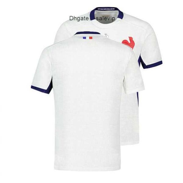 

2023 france away rugby jersey domicile white shirt size s--5xl, White;black