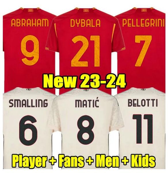 

23 24 dybala soccer jerseys 2023 2024 roma final pastore abraham rome wijnaldum totti zaniolo mancini kumbulla men player kids football shir, Black;yellow