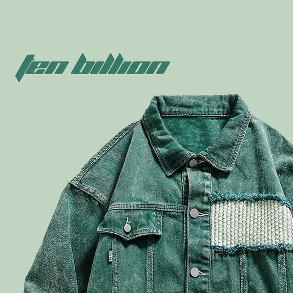 

ten billion designer brand sewing and patching autumn loose lapel damaged patch street jacket, Black;brown