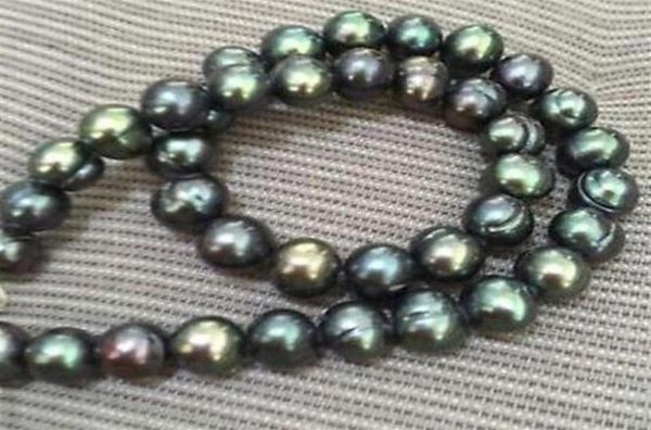 

charming tahitian 1011mm peacock green pearl necklaces 18inch 14k gold clasp305o7088973, Silver