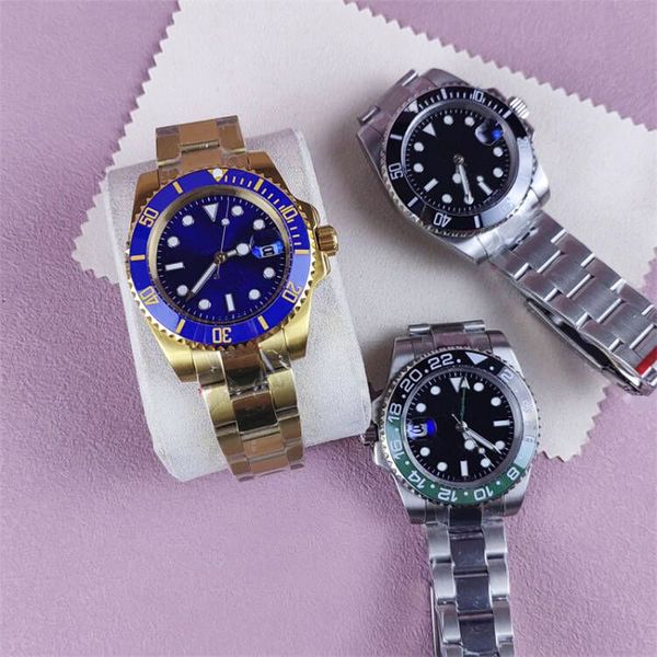 

luxury watch sub automatic mechanical watches green black blue foldable buckle sport leisure movement watches high precision and durability, Slivery;brown
