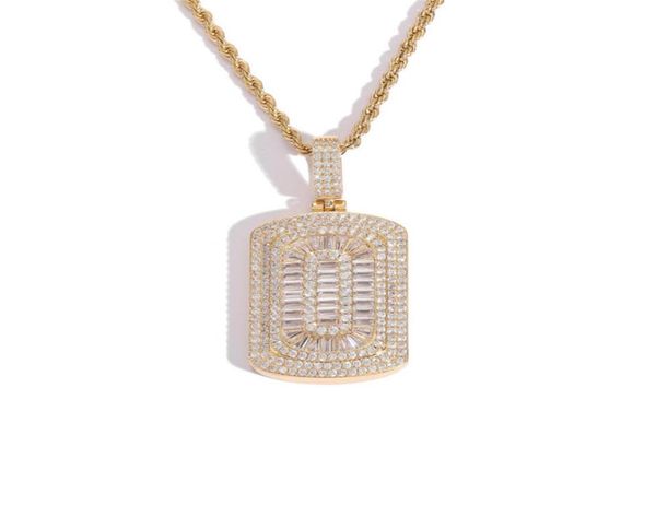 

hip hop ice necklace square zircons military brand brassinlaid zircon explosive pendant necklace6926031, Silver