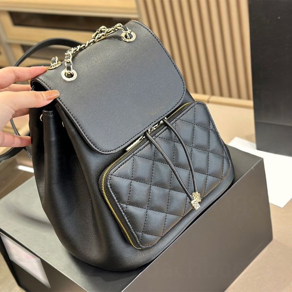 

ladies duma backpack fashion leather designer bag with diamond lattice pattern calfskin plain pochette and chain hanbag included styli