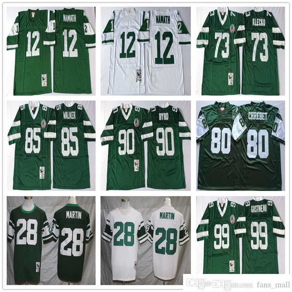

ncaa vintage mitchell and ness football 12 joe namath jerseys retro mark gastineau 28 curtis martin 73 joe klecko 90 dennis byrd 85 wesley w, Black;red