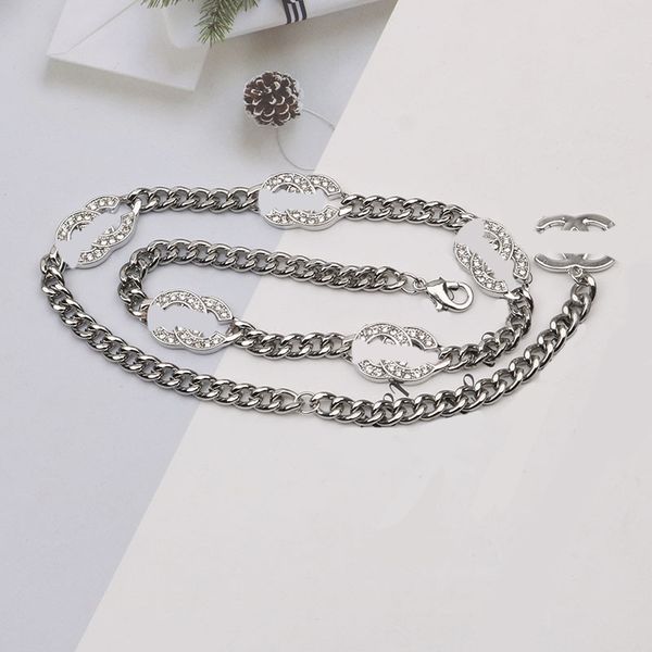 

retro designer letter pendant necklaces chain 18k gold plated ball pearl crysatl rhinestone necklace for women wedding christm party jewerlr, Silver