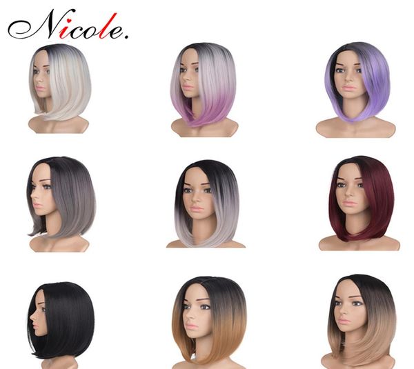

nicole short bob wigs straight omber hair for black women style full head 200gpack good quality synthetic fieber real thick natur6136005