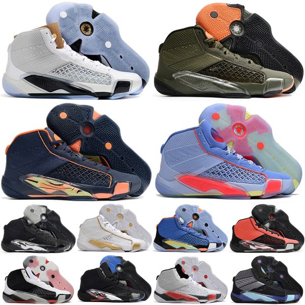 

jumpman 38 38s mens basketball shoes center star chrome doernbecher fundamental olive platinum playoffs red black reverse fundamental traine