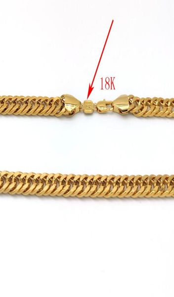 

men039s chain necklace 18 k stamp link solid yellow gold authentic finish thick 10 mm wide burly 24 inch3669704, Silver
