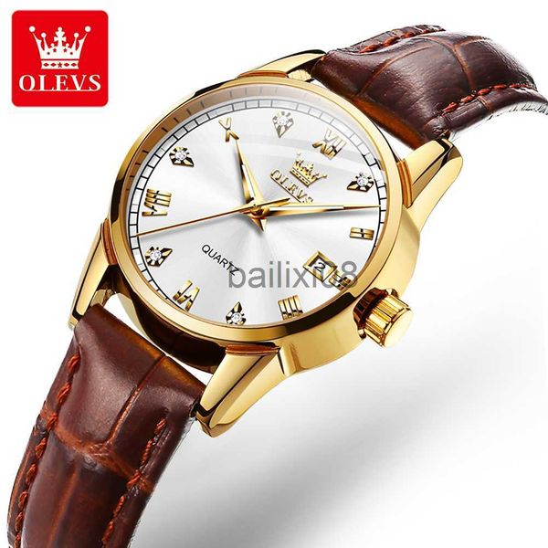 

other watches olevs quartz women's watch leather strap diamond waterproof luminous date quartz watch for women sports ladies watch 6896, Slivery;black