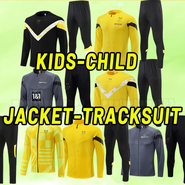 

kids child haller soccer tracksuits 22 23 football shirt reus dortmund neongelb bellingham hummels brandt men maillot de foot 2022 2023 long, Black