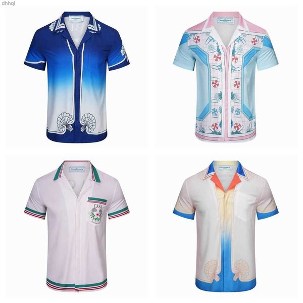 

2023 fashion t-shirts casablanc-s designer shirts masao san print mens casual shirt womens loose silk shirt short sleeves luxury t-shirt tee, White;black