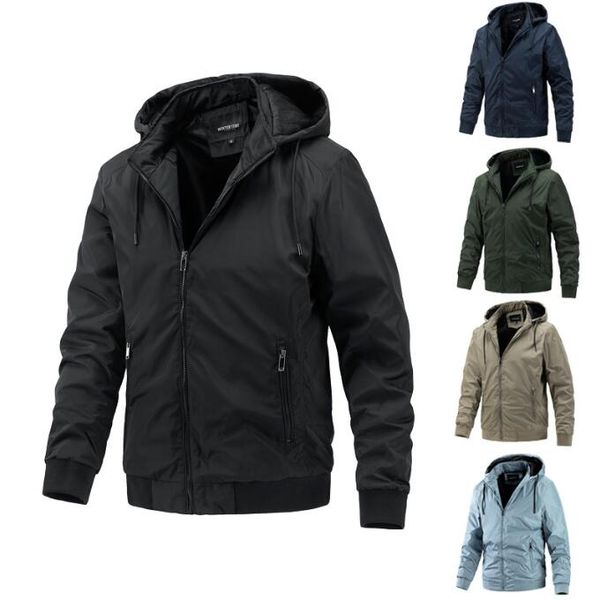 

men's spring and autumn detachable hooded jacket casual sports light cotton jacket business trend men's wear, Black;brown
