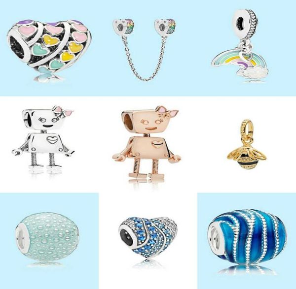 

moq 20pcs charm beads bella bot rainbow cloud love heart bee pendant apple bead charm fit for bracelet bangle diy jewelry1857681, Bronze;silver