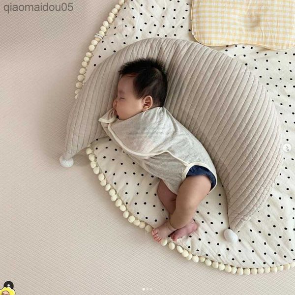 

ins newborn baby nursing pillows cotton soft breastfeeding pillow moon shape washable infant feeding waist cushion room decor l230712