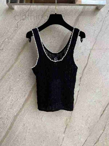 

women's tanks & camis designer 2023 autumn/winter wool black tank pearl hollow bottom pullover long sleeve knit female in7s, White