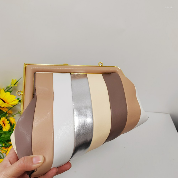 

fashion women's genuine leather letter metal decoration first shoulder crossbody female dinner party clutch bag purse