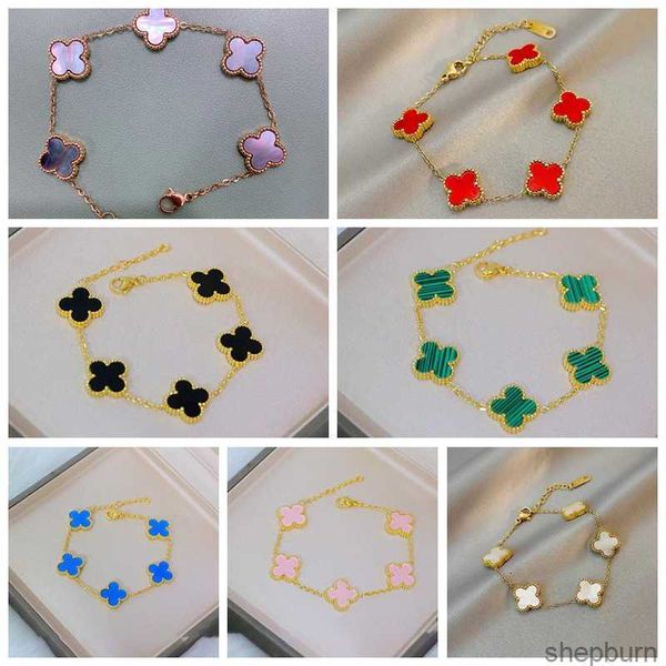 

fashion double side clover charm bracelet stainless steel jewelry for women, Black