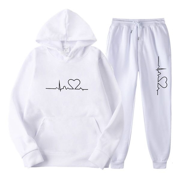 

mens tracksuits men and women plus fleece hoodie set autumn winter heart figure trend casual printed shirt 230731, Gray