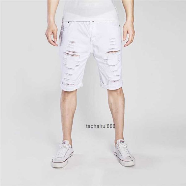 

new shorts men's worn out washed casual denim pants f049, Blue