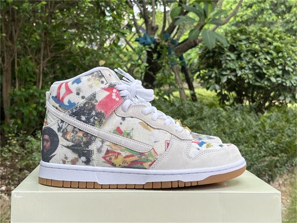 

superme x dunks high rammellzee authentic casual shoes fd8779-100 sports sneakers 2023 release, Black