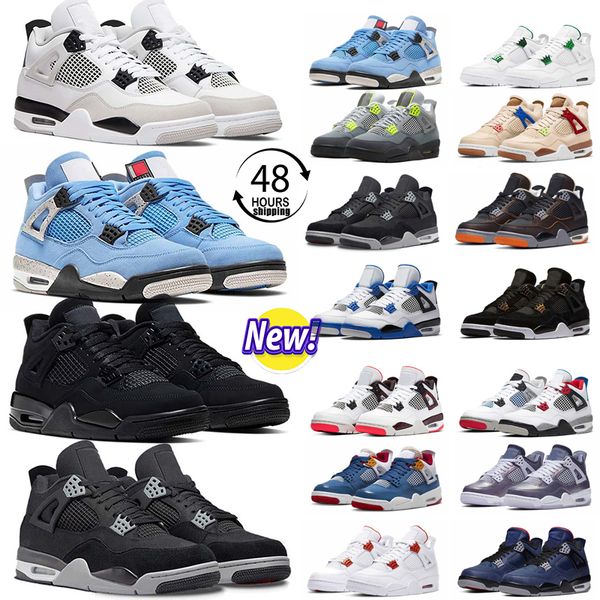 

men women basketball shoes 4 4s sneaker military black cat fire red red thunder sail white oreo pure money dark mocha university bred