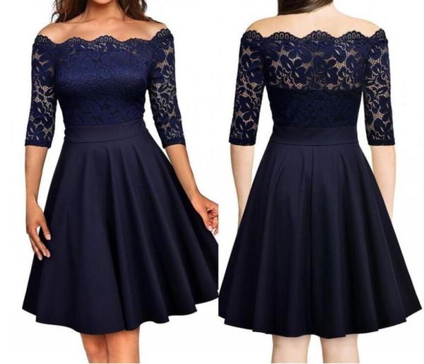 

sell women summer short lace casual cocktail dresses robe retro casual party rockabilly 50s 60s party dress5813888, Black