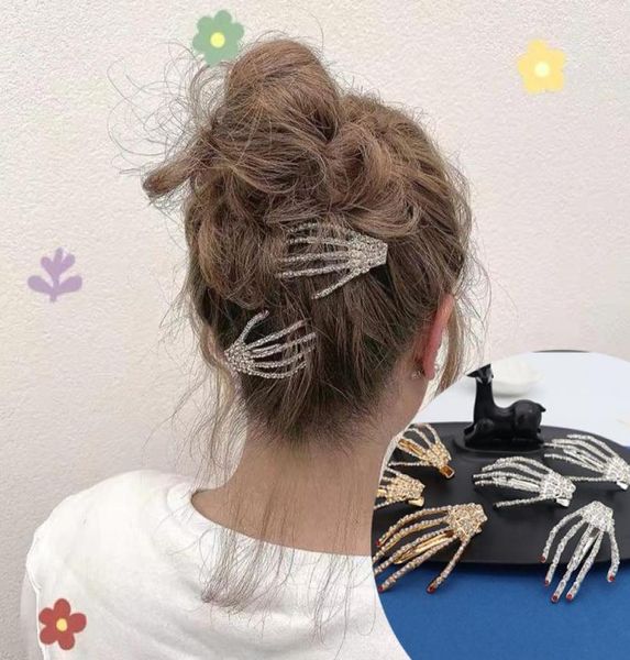 

funny style metal hair clips hairpin barrettes fashion hand claw diamond ladies hairpins barrette2449443, Golden;silver
