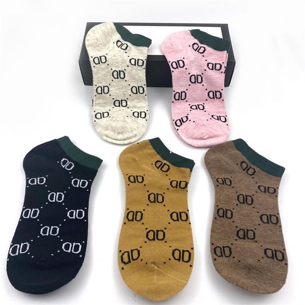 

mens womens designer g socks five pair luxe sports winter mesh letter printed sock embroidery cotton man woman with box279o, Black