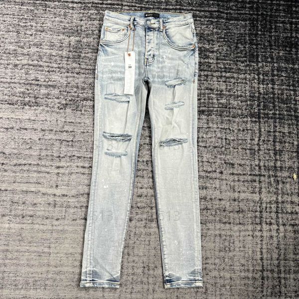 

mens hip hop purple jeans designer jean trousers fashionable and handsome men ripped pants slim biker fashion casual denim pant stack jeans, Blue