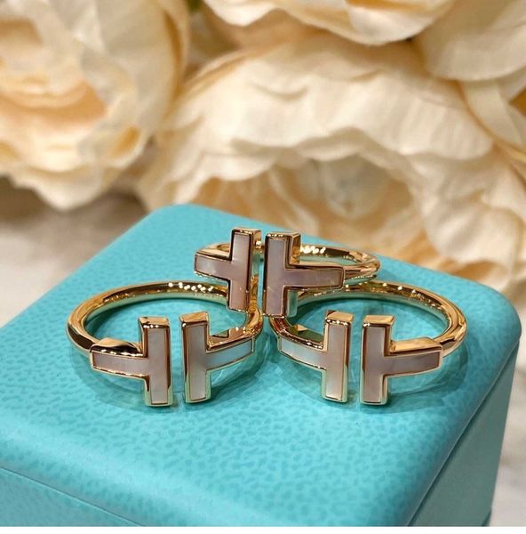 

ring accessories diamond luxury designer necklace flowers clover bangle women thome double t 925 sterling silver plated 18k gold open white