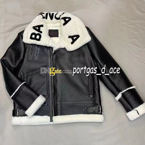 

designer fur collar jacket women coat winer warm coats pu leather woman charming jackets, Black