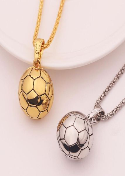 

whole football pendant necklace for men chain soccer ball hip necklaces male sports fans men accessories christmas gift2889130, Silver