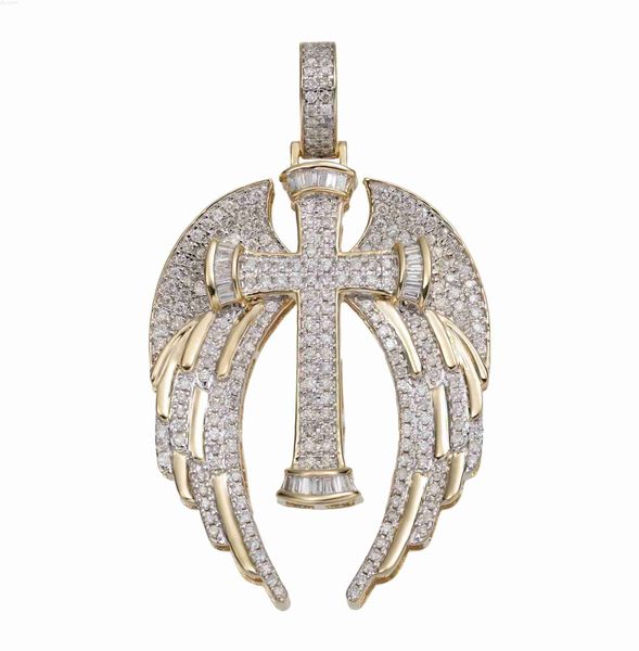 

designer jewelrycustom hip hop vvs moissanite 925 silver 9k 10k 14k 18k gold charms pendants angel wings cross diamond pendant