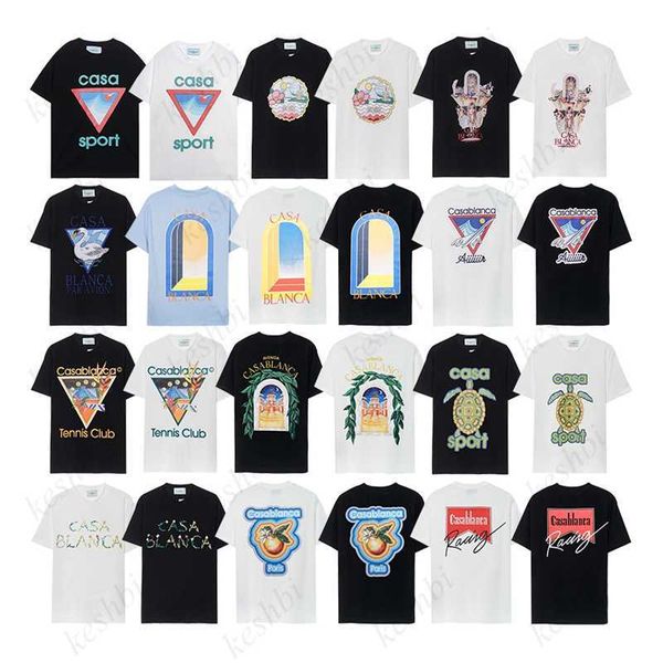

casablanc t shirt summer men women designer tshirts wear round neck sweat absorbing short sleeves shirt oversized breathable cotton tees, Black;brown