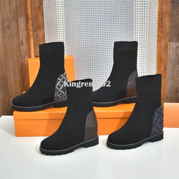 

designer boots sock boot women shoes ankle bootss black martin booties stretch high heel winter boot with box