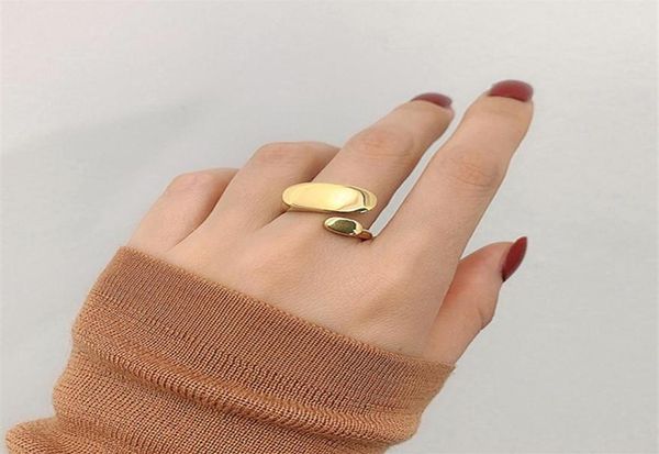 

irregular circle brass gold rings shiny plain geometric rings for women french minimalist stacking ring adjustable new21206821811, Golden;silver