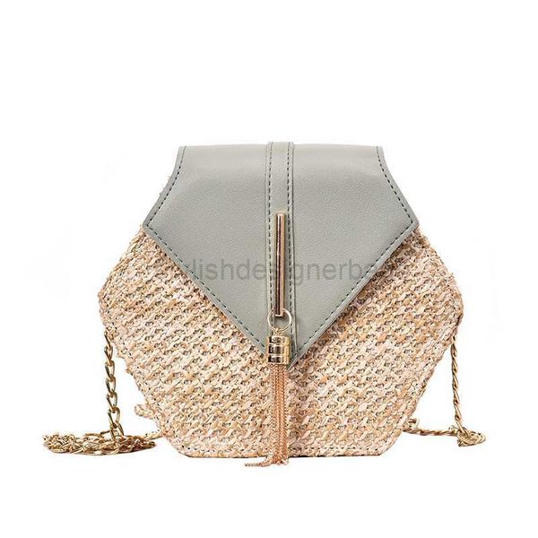 

totes bohemia latan women's shoulder bag unique hexagonal wicker woven cross body bag women's summer beach shoulder bag handmade s