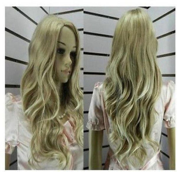 

cosplay new blonde mix long curly middle parting synthetic wig5651630, Black