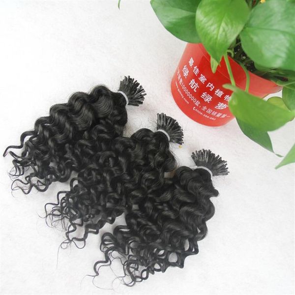 

mongolian kinky curly hair i tipped extension hair 300g 300s afro kinky curly stick tip keratin curly fusion hair extensions282m, Black