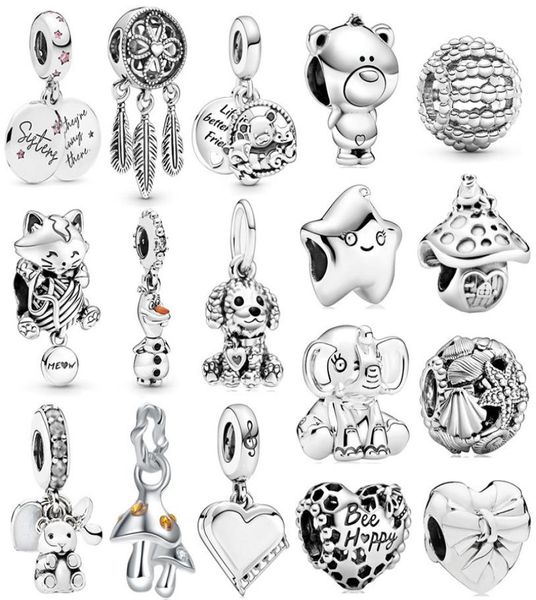 

popular 925 sterling silver cute silver star cat elephant mushroom pendant for original charm bracelet ladies jewelry4154809, Bronze;silver
