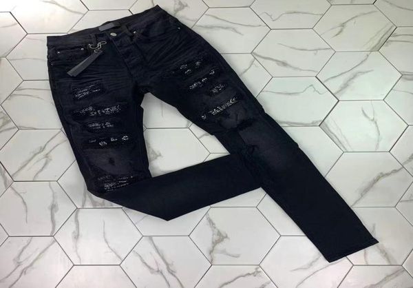 

hm335 men039s distressed ripped skinny jeans fashion mens jeans slim motorcycle moto biker causal mens denim pants hip hop men 9469054, Blue
