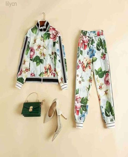 

european and american pant women's clothing winter new1 style long-sleeved print zipper coat trousers fashion suits8341712, White