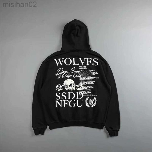 

men's hoodies sweatshirts darc sport autumn winter skull letter pattern print hoodies men oversize warm fleece sweatshirts hip hop stre, Black