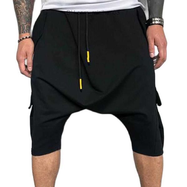 

men's pants men's harem pants with adjustable micro elasticity soft cotton blend low crotch cargo men's summer clothing z2307, Black