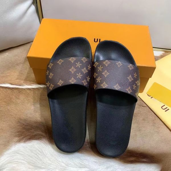 

5a slide waterfront sandale ladies genuine leather flat slippers designers summer beach outdoors slides shoe luxurys slipper womens loafer s, Black