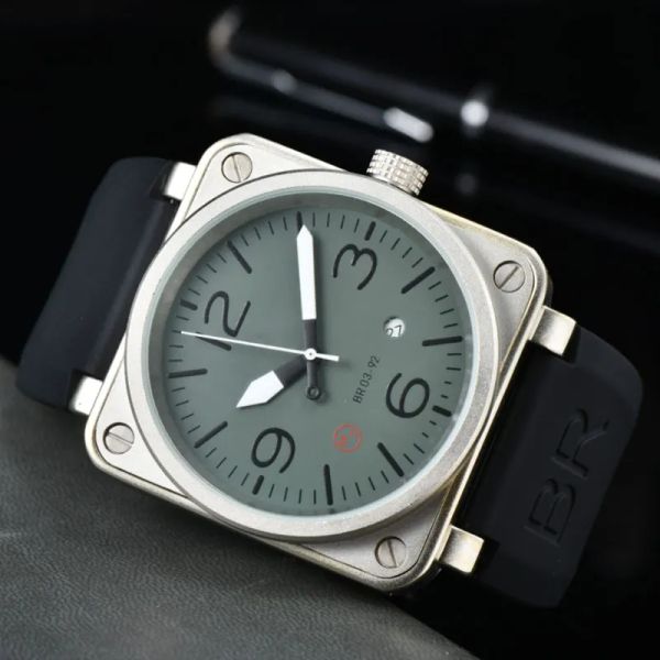 

aaa model sport rubber watchband machinery bell luxury multifunction watch business stainless steel man ross wrist watch 0399, Slivery;brown