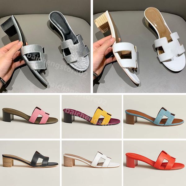 

designer oasis sandals heels oran women h slippers slides classic slippers red yellow cartoon real leather ladies summer beach high heels b2, Black